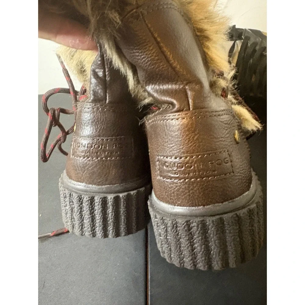 London Fog Thana Brown Faux Fur Trim Winter Boots Womens 9M LFW-THANA QLS094